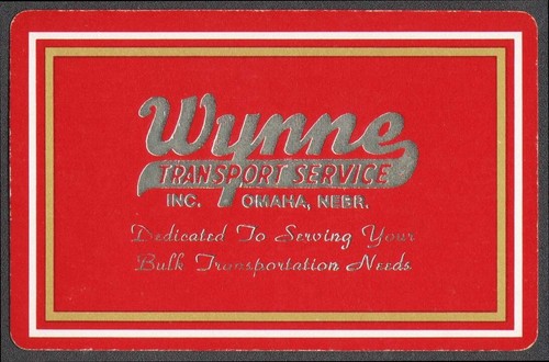 Vintage single playing card WYNNE TRANSPORT SERIVCE Bulk Transportation Omaha NE