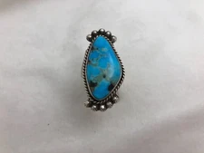 Navajo Sterling Silver .925 Kingman Turquiose 18mm x 36mm Ring Sz 5 3/4