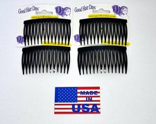 4 Combs x Good Hair Days 2 7/8" Black Side comb hair comb Made in USA 42201
