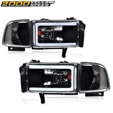 Fit For Ram 1500 2500 3500 94-02 Black/Clear Corner LED DRL Headlight Lamps