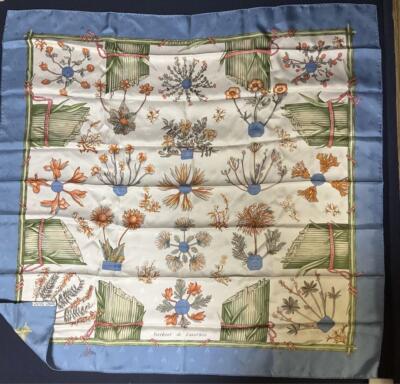 HERMES Carre 90 Multi Plant Pattern Bee Motif Silk 100% from JAPAN Free Shipping