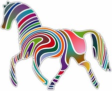 Colorful Striped Horse Car Bumper Window Locker Sticker Decal 5"X4"
