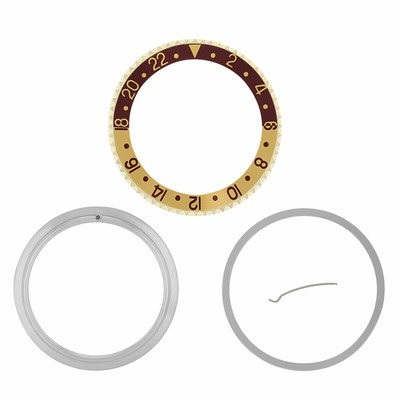Bezel, Insert, Retaining For Rolex GMT Master 2 18K Gold 16713, 16718 Root Beer