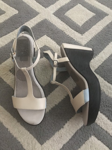 Womans Jambu White Wedge T Strap Sandals Shoes 7.5 | eBay