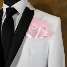 NEW - Men's Pink Satin Ruffle  Feather Pocket Square Insert