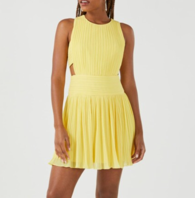 BCBGMAXAZRIA L41130 Irregular Pleated Chiffon Dress Yellow Womens Size 6 |  eBay