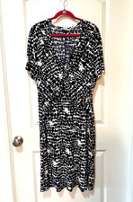 LILY Women’s Black and Ivory Dress Travel Fabric Short Sleeves - Size 1X