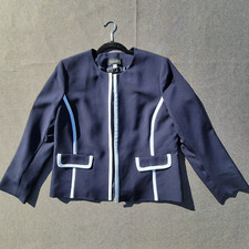 Black Label Evan Picone Size 12 Navy White Blazer