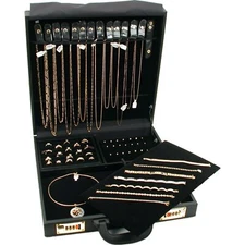 Large Jewelry Attache Display Travel Case & Locks 14 7/8" x 14 7/8"