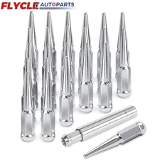 24 PCS Spike Lug Nuts 14x1.5 For Chevy Silverado Tahoe 4.4" Tall with Key