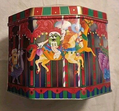 Christmas Tin * 1997 M&Ms Brand Carousel #5 Limited Edition Canister