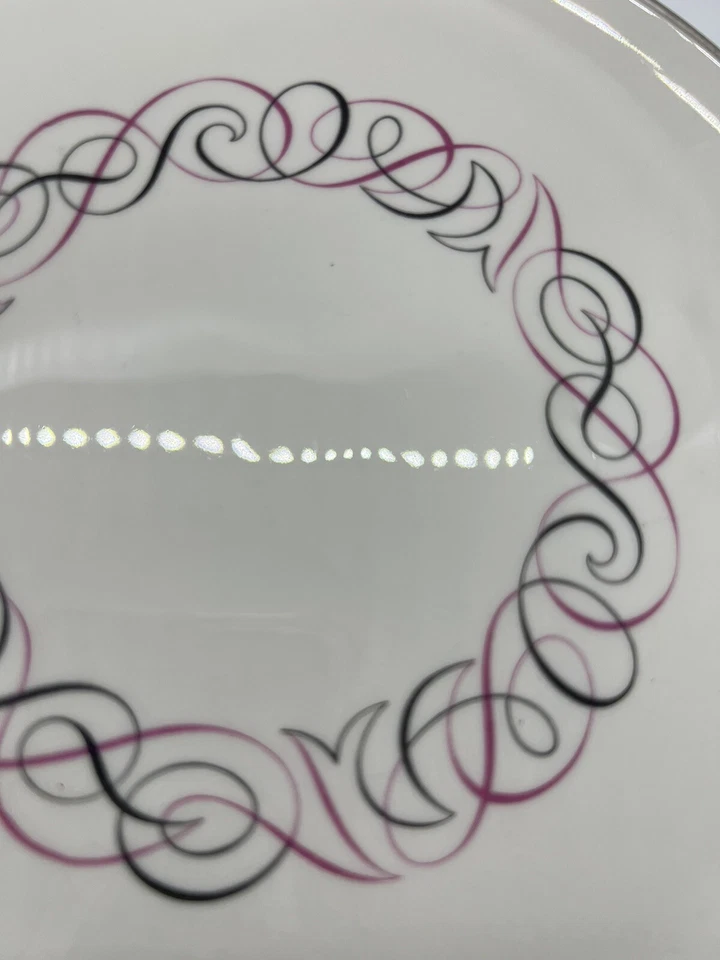 4 mcm Mid-century modern plate dish cream pink gray Park Lane bone China 8" set - Image 2 of 4