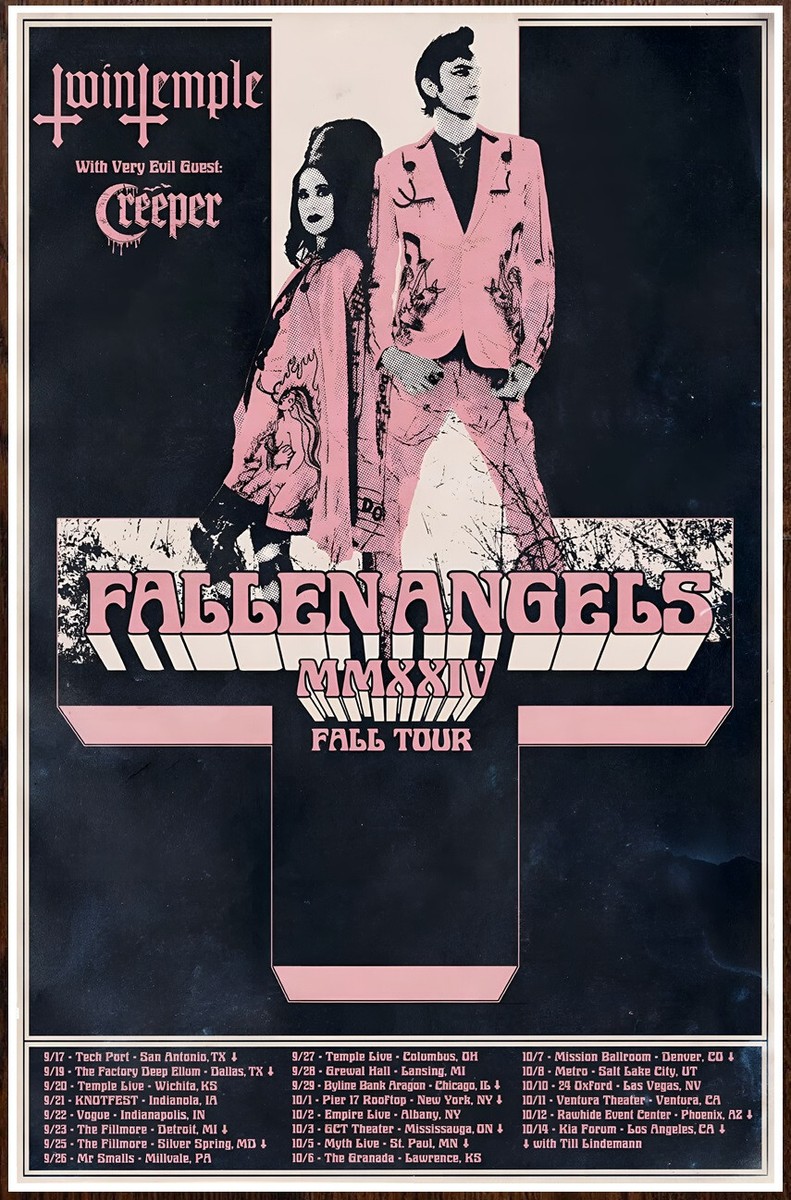 TWIN TEMPLE CREEPER Fallen Angels Tour 2024 Ltd Ed RARE Poster Doo