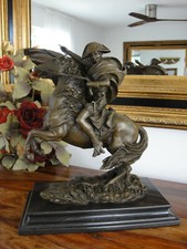 Luxus Bronze Statue Napoleon Bonaparte Marmor Antik Edel Pferd Figur Skulptur