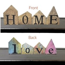 HP Primitive Wood "Home" Shelf Sitter, Reversible Design, ByBrendasHand