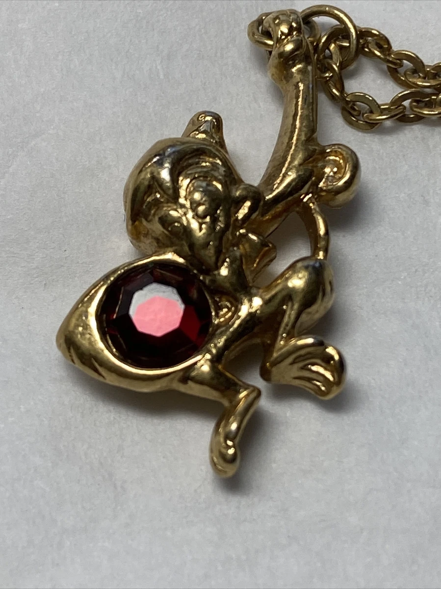 Vintage Disney Aladdin Abu Monkey Pendant Necklace