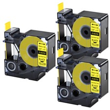3PK 3/4" IND Heat-Shrink Tube Black on Yellow 18058 Compatible DYMO Rhino 1000
