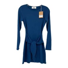 Reformation Blue Kirsten Ribbed Tie Waist Mini Dress | New With Tags