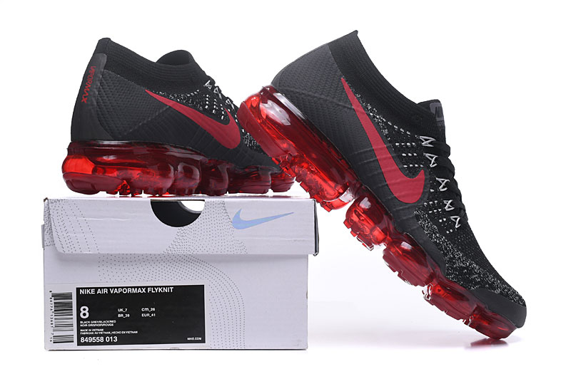 2018 nike air vapormax flyknit black mens air cushion shoes us size 8-11