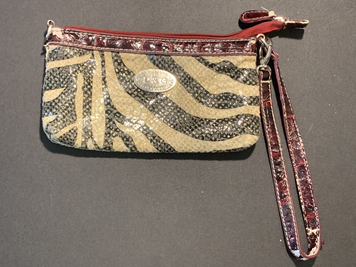 DOLCE GABBANA clutch bag Zebra print with sparkles and Ruby red