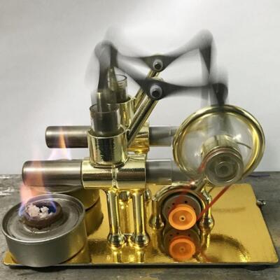 Elektrischer Stromerzeuger Heißluftmotor 2 Zylinder Stirlingmotor Modellbausätze