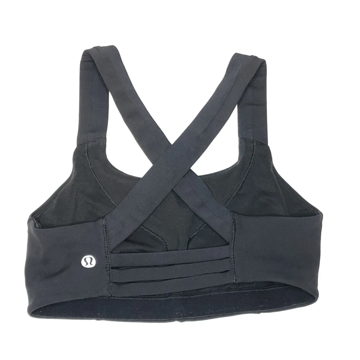 Lululemon Sports Bra Size 4 Black Strappy Criss Cross Thick Straps