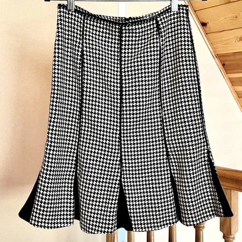 Maria Grazia Severi Houndstooth Trumpet Knee Length Skirt Size US 10/EUR 42 NEW