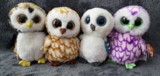 Lot of 4 Ty Beanie Boos 6" Owliver Pipper Swoops and Snowy Owls set 2013