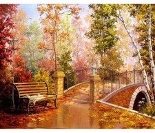 Paint By Numbers Adults kids Autumn Park Garden DIY Painting Kit 40x50CM Canvas