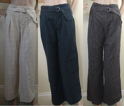 NWT VOTE COLLECTION stripe/plaid beige,green or brown pleat pants,1,3,5,7,11,13