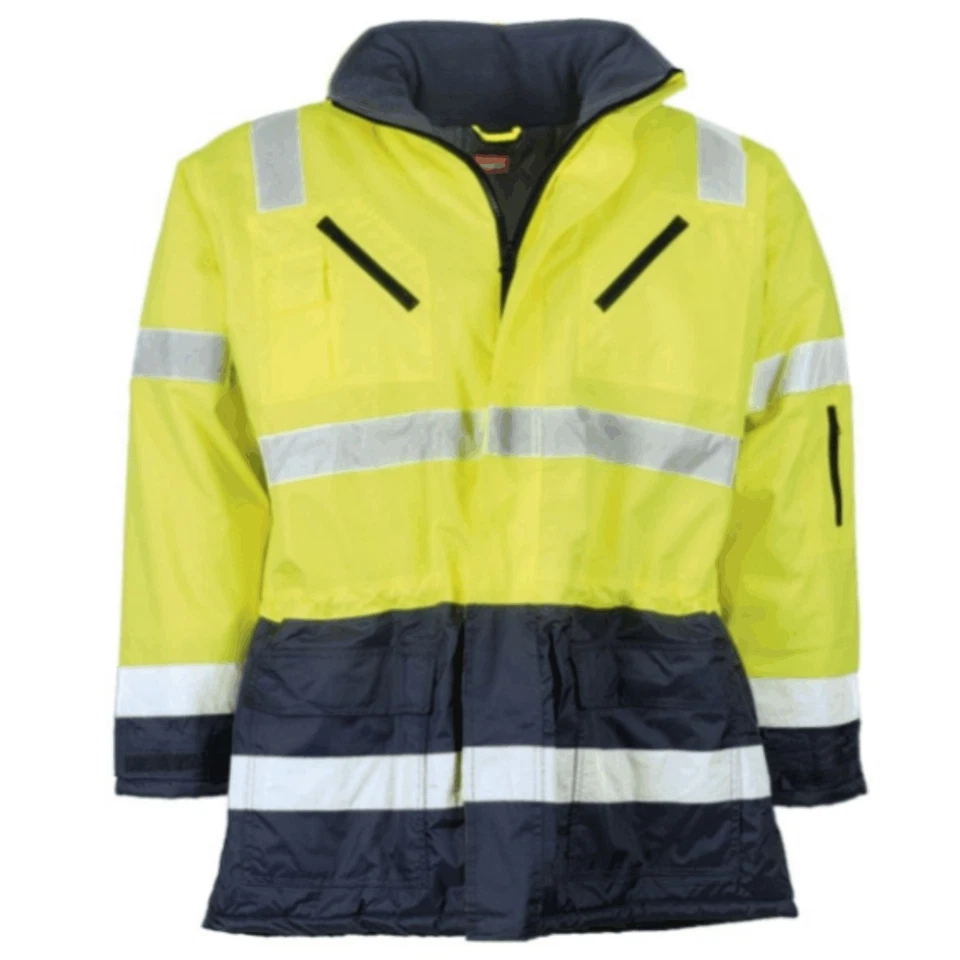 LEIKATEX Warnschutzparka gefüttert Warnschutzjacke Parka mit Kapuze Gelb Größe S-XXXL