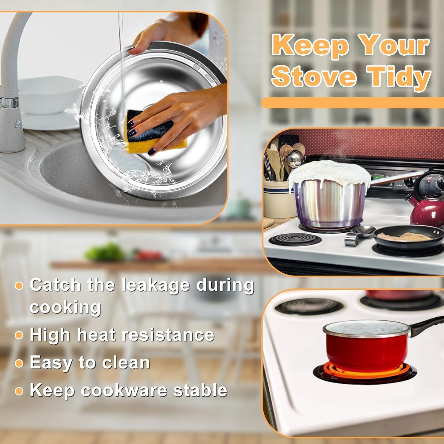 Cenipar W10196405 Range 8 inch drip bowl 8"1Pc&6"3Pcs(Whirl-pool), Silver 