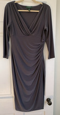Ralph Lauren Faux Wrap Dress Ruched Size 10 Draped Classic Minimalist