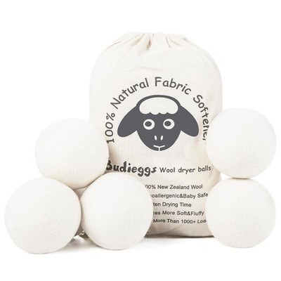 Organic Wool Dryer Balls XL 6 Pack Natural Fabric Softener Reusable Set