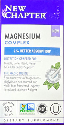 New Chapter Magnesium Complex Bisglycinate Vegan Non-GMO 180 Tablets