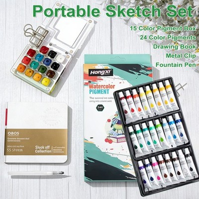 Mini Portable Travel Watercolor Palette Pocket Outdoor Sketch Palette Set APS