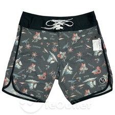 EZEKIEL Men's 8" Hybrid Board Shorts Swim Trunks NWT - Gray Hawaii Aloha Pattern