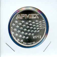 2013 APMEX American Flag .999 Silver 1oz Art Round Bullion #22 Semi Proof Like 94.95 per troy oz