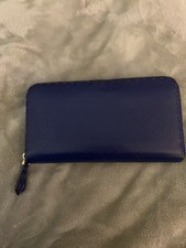 Fendi navy blue leather zip-around long wallet.