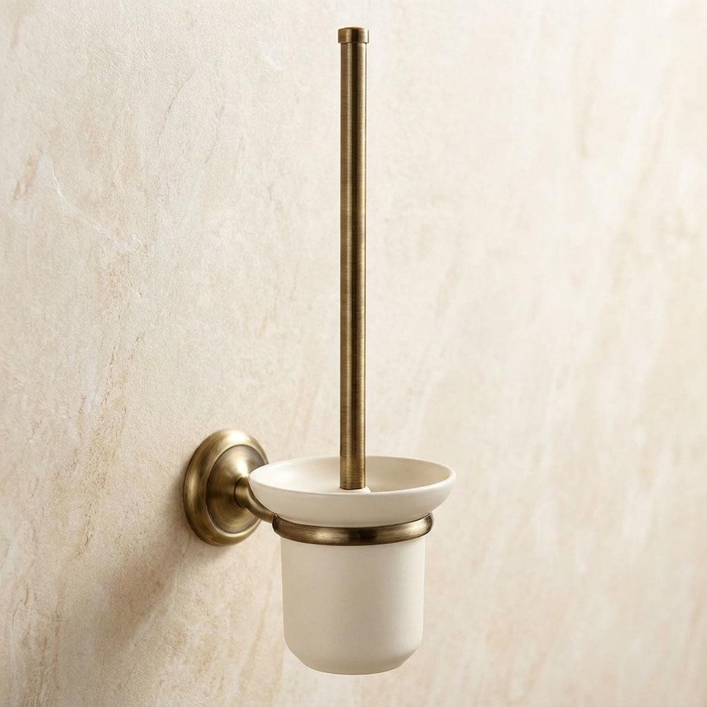 Ceramics Cup And Toilet Brush Antique Brass Wall Mounted