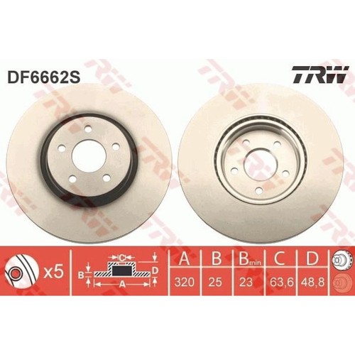 2x TRW DF6662S Bremsscheibe für FORD FOCUS I KUGA I DM2 DA HCP DP