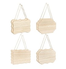 8 Pack Unfinished Wood Signs with Jute Hanging Unpainted 6X9 in, light wood