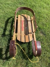 Wooden Child Sled Vintage . Good Conditions Come With Xmas Snowman