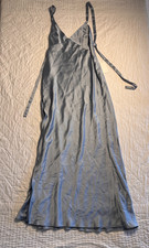 Show Me Your MuMu Womens Maxi Dress Steel Blue Shoulder Straps Tie Size M NWT