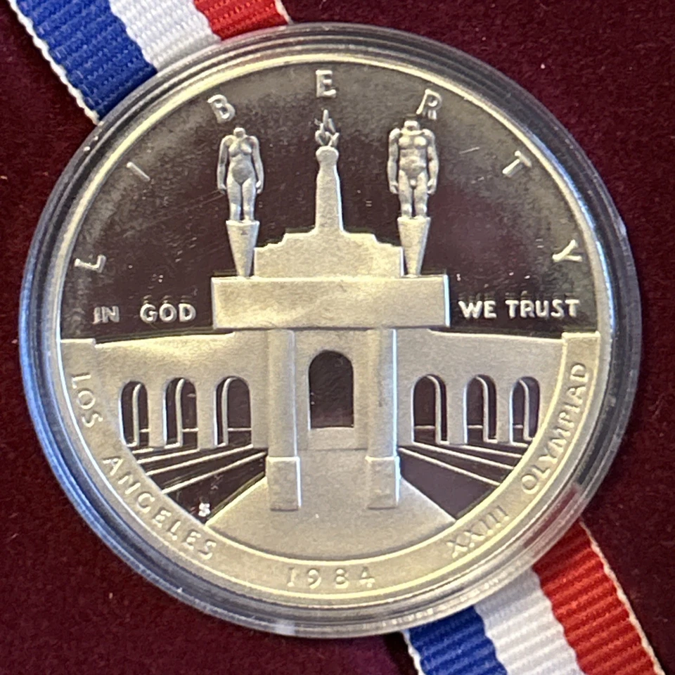 1984 S U.S. LA Olympics Proof Comm. 90% Silver Dollar Coin in Box with COA - Image 2 of 4