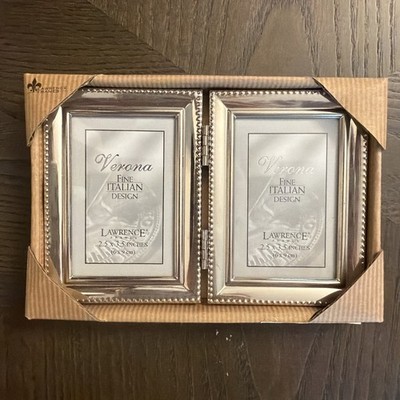 NEW Lawrence Frames Verona Collection 3.5'' x 5'' Metal Silver Hinged Italian