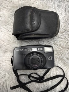 Pentax Espio 140 35mm Point & Shoot Film Camera, Black Tested With Leather Case