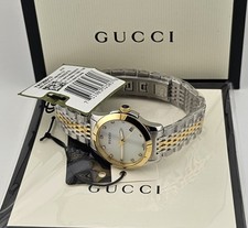 GUCCI WOMENS WATCH G-TIMELESS 27mm TWO TONE STRAP & WHITE DIAL YA126513 GENUINE
