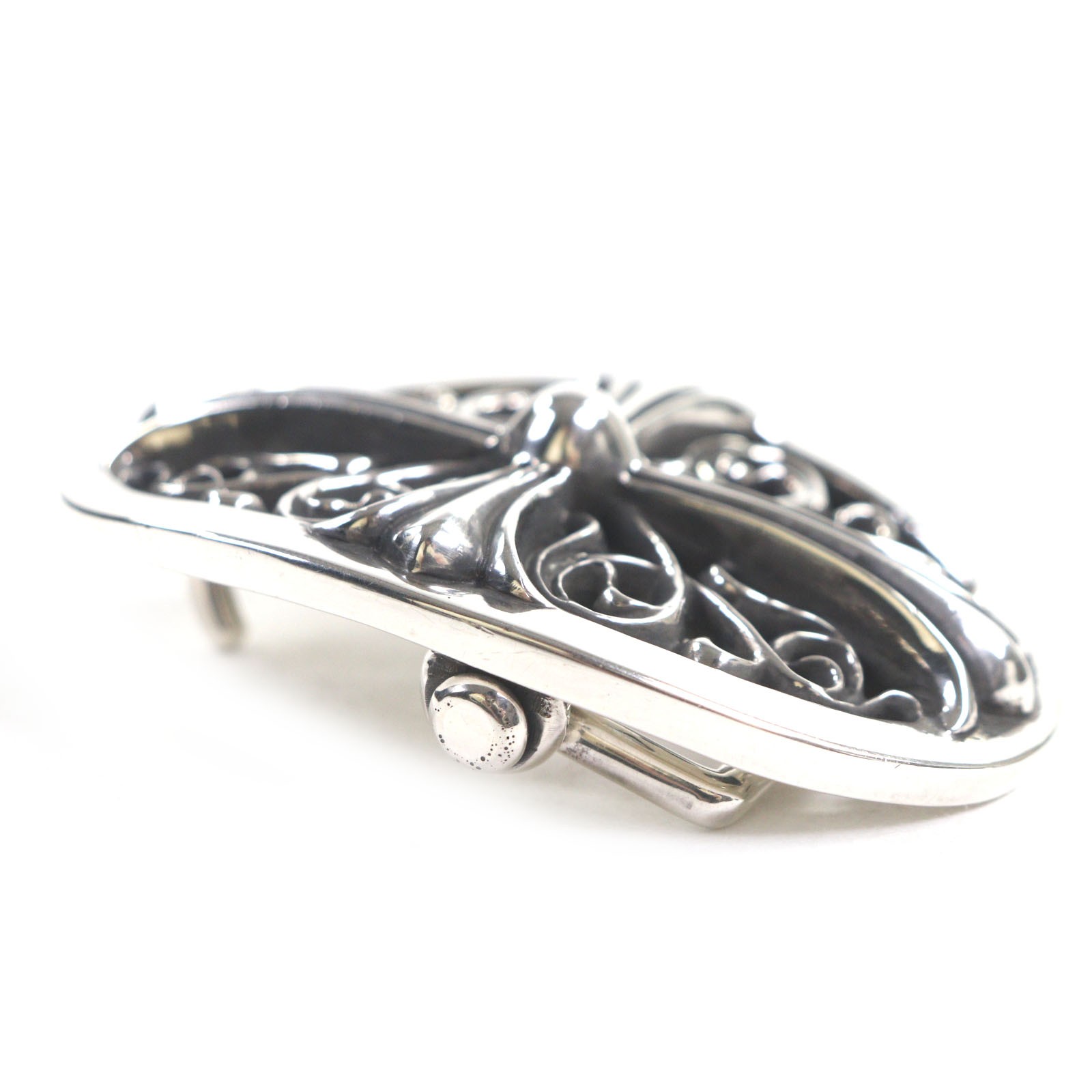 Great CHROME HEARTS belt Classic Oval Buckle Silver 925 mens thumbnail 3