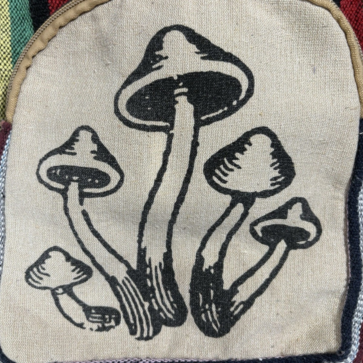 Small 100% Hemp Backpack Mushroom New Age Imports Made in Nepal Travel Laptop View 4